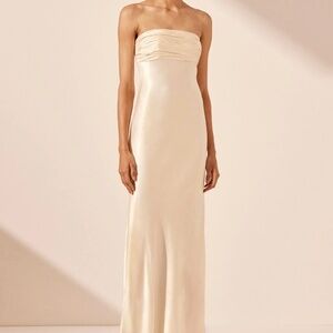 NWT Shona Joy La Lune Strapless Ruched Bodice Maxi Dress